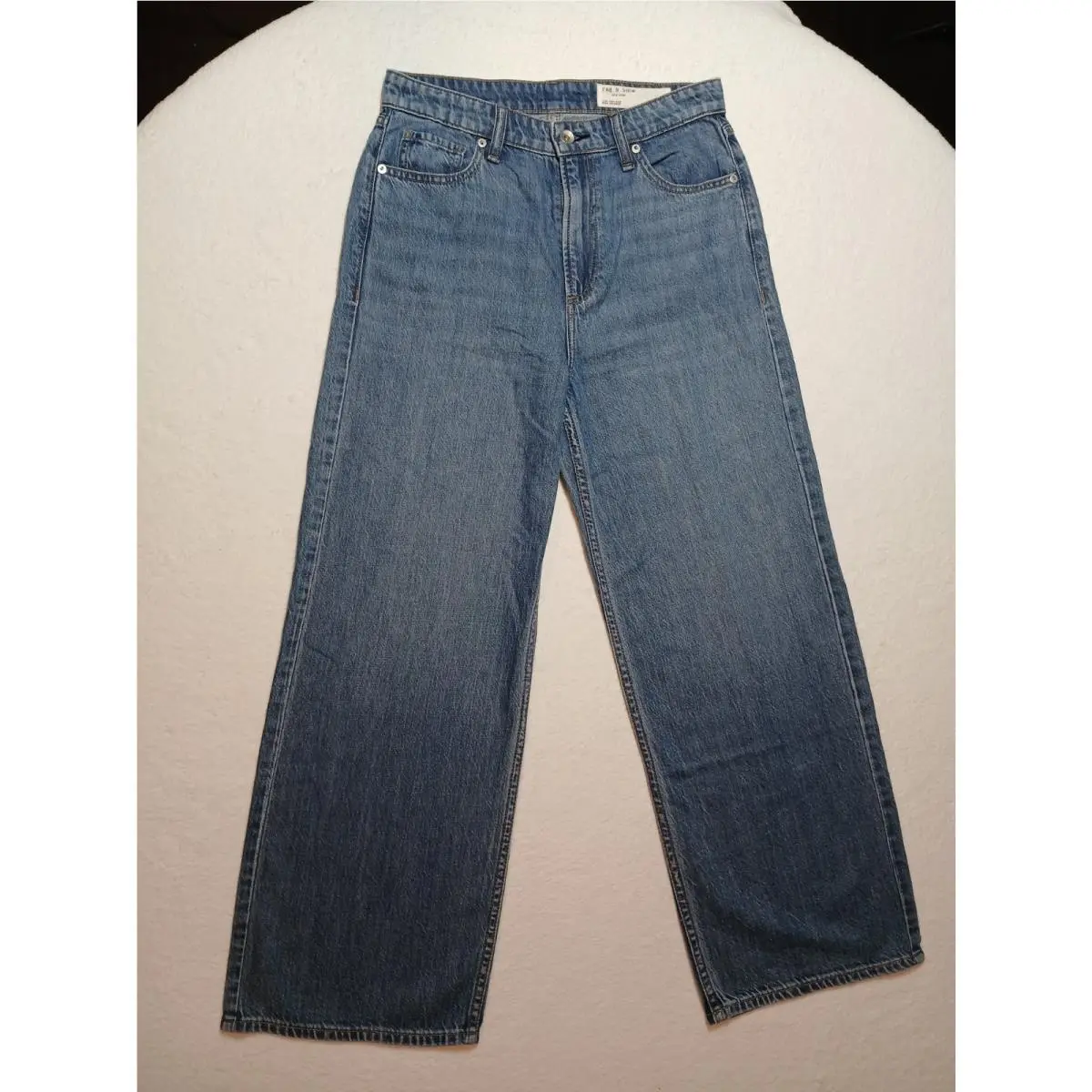 Rag Bone Lori High Rise Wide Leg Crop Jeans 26 Blue Woburn RJ4926S1OWW