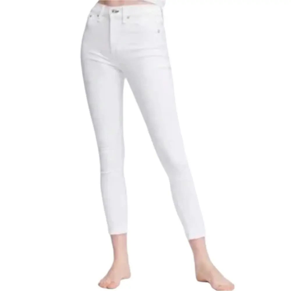 Rag Bone Women`s Nina High- Rise Premium Ankle Skinny White Jeans Summer