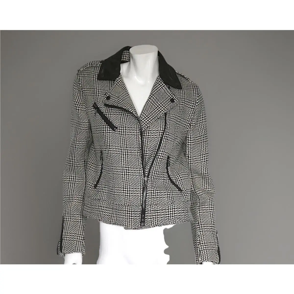 Rag Bone Bowery Vintage Tweed Plaid 2 in 1 Vest Moto Jacket Edgy Size 6