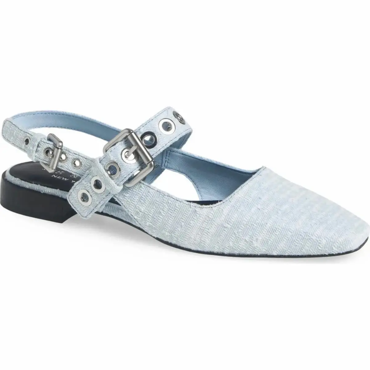 Rag Bone Blue Denim Tweed Slingback Sandals Flates Size 38.5 8.5 M