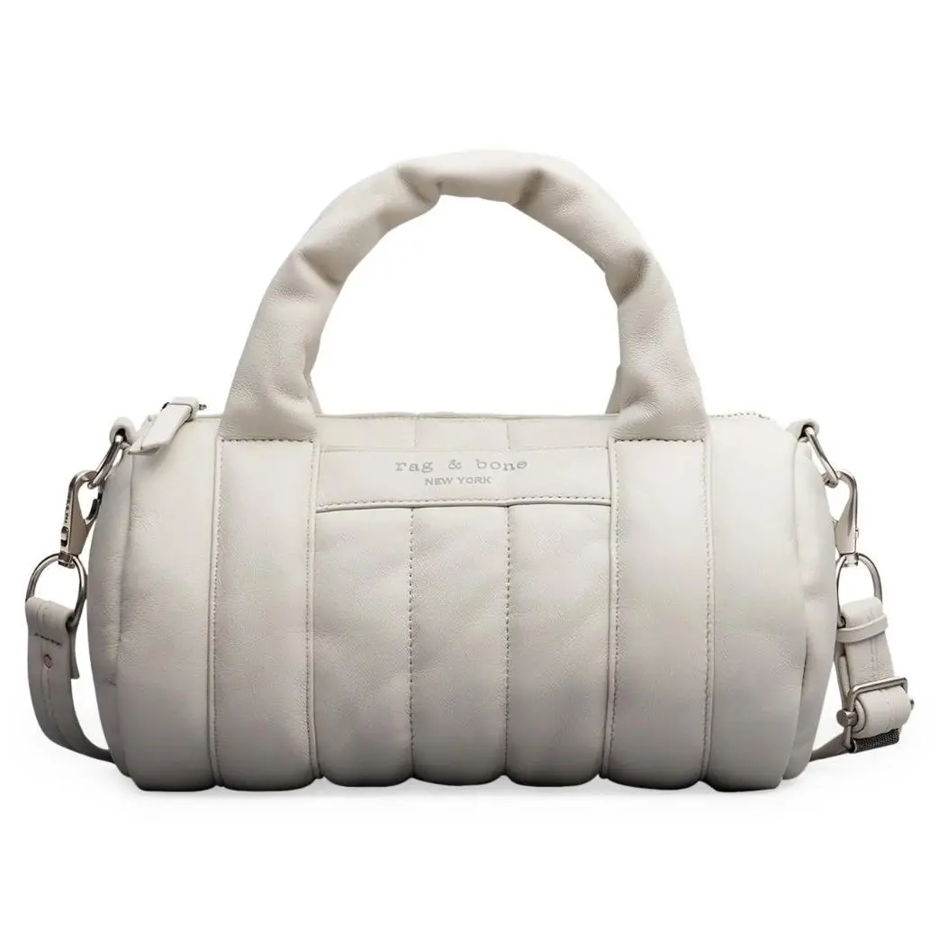 Rag Bone Cloud Duffle Womens Quilted Leather Tote Crossbody Shoulder Bag Cream