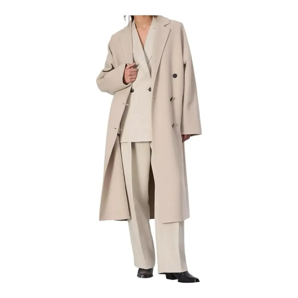 Rag Bone Thea Beige Wool Double-breasted Coat Size Large
