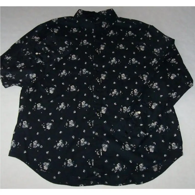 Rag Bone Fit 2 Tomlin Black/ivory/blue Floral Cotton Shirt Men`s Xxl