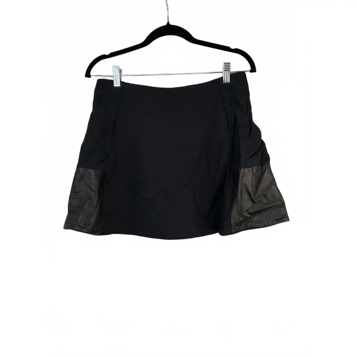 Rag Bone Size 4 Black Montrose Mini Skirt with Lamb Leather Paneling