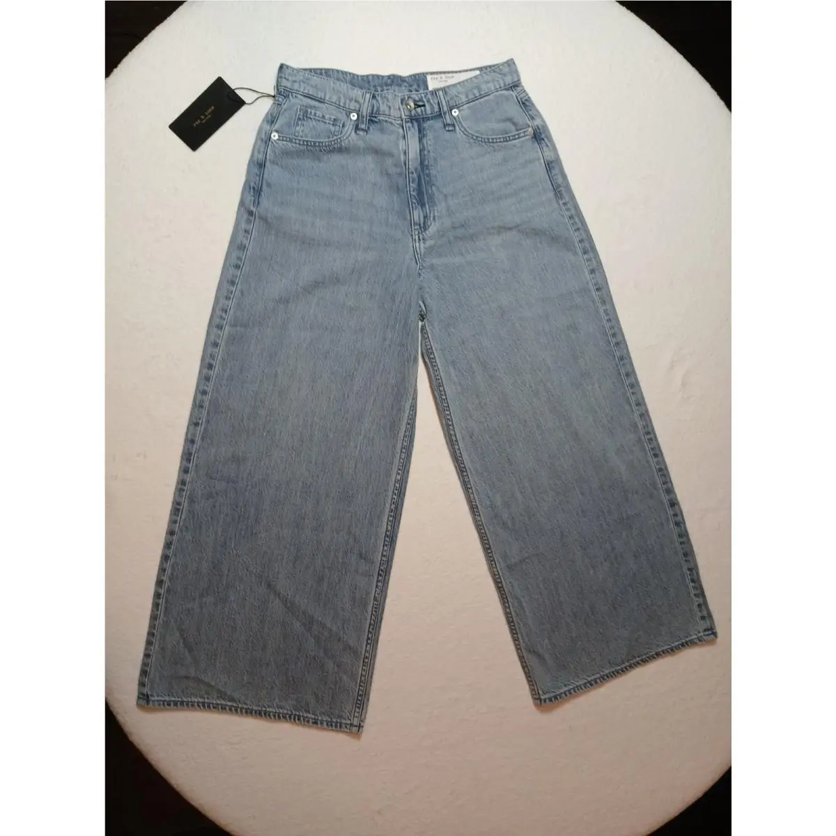 Rag Bone Serena High-rise Crop Wide-leg Jeans Buchanan Wash Size 27