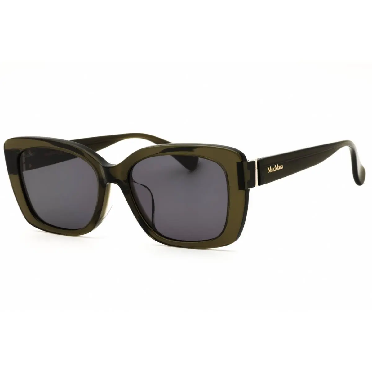 Max Mara MM0158-K 96A Women`s Rectangular Sunglasses Shiny Dark Green Acetate