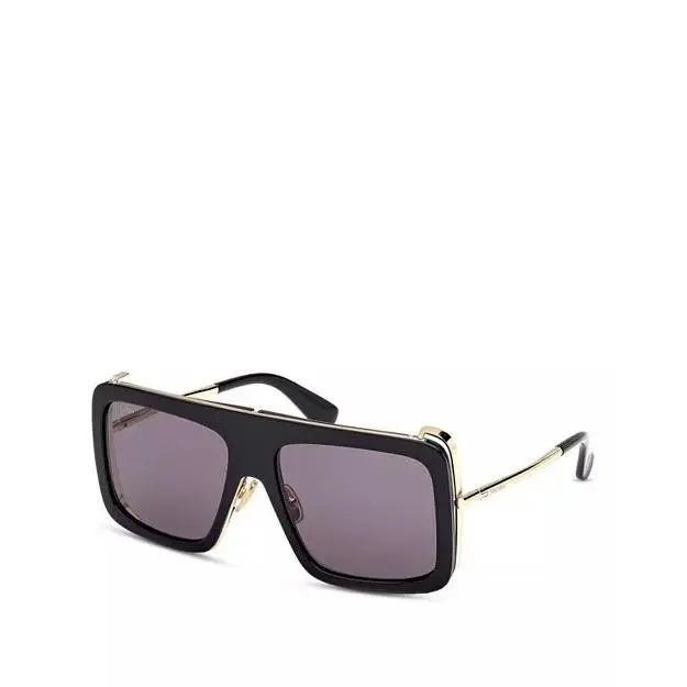 Jean MM0119 01A Black Gold Oversized Square Shield Sunglasses by Max Mara