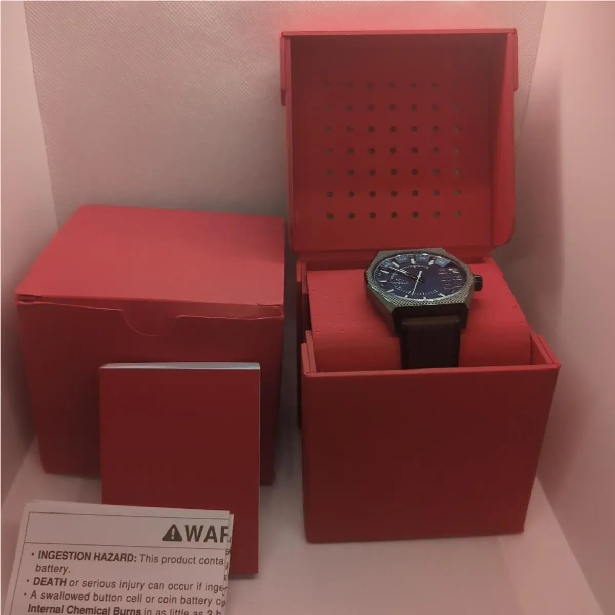 Scraper Men`s Watch DZ2189 44mm Gunmetal Blue Dial Brown Leather by Diesel