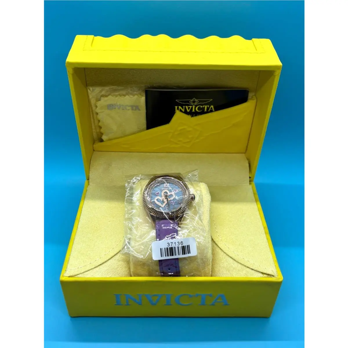 Wildflower Lady Watch 37136 Purple Leather Band Mother of Pearl Face by Invicta