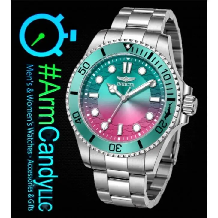 Women`s 34mm  Pro Diver 50947 Silver Case with Turquoise Pink Dial by Invicta