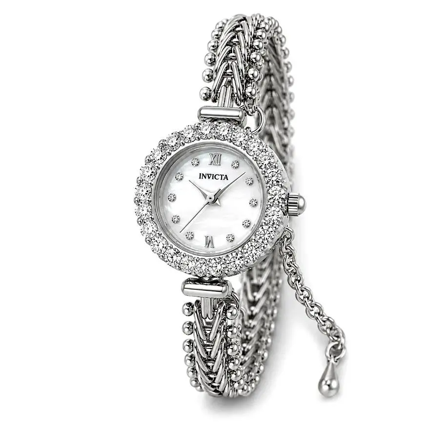 Invicta Angel 70418 Women`s Watch Mother of Pearl Crystal Silver 25mm