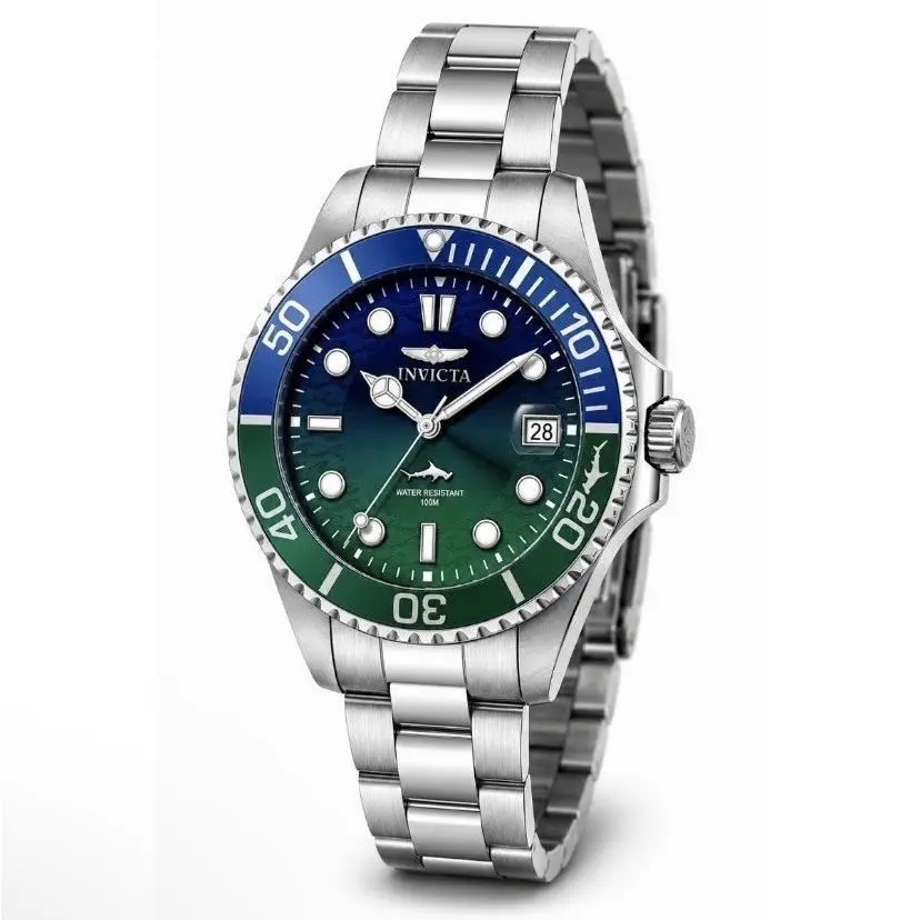 Invicta Pro Diver Women`s Watch 34mm 50925 Silver W/blue Green Dial