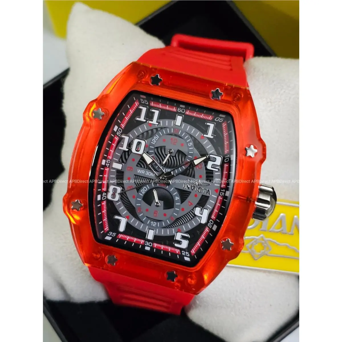 Invicta Racing - Polycarbonate Translucent Red Case Quartz Mens Watch