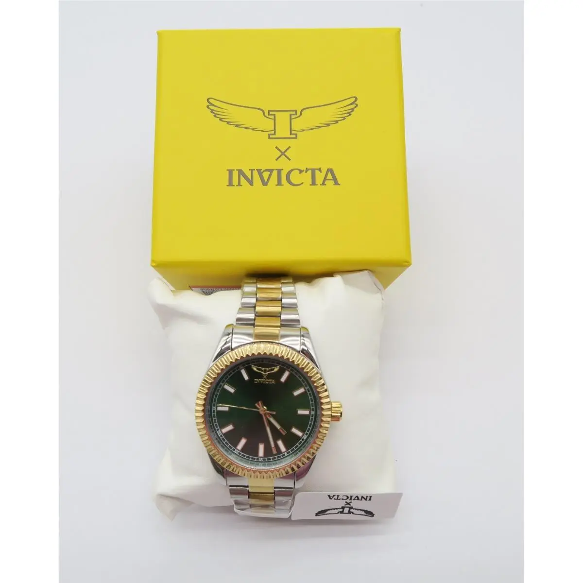 Invicta Specialty I Mens Watch 40mm Green Dial Two Tone Gold Steel 69012