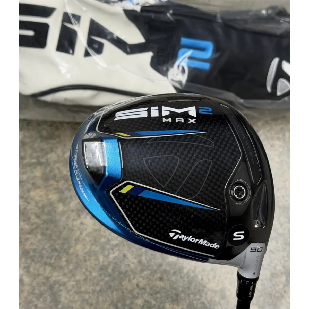 Taylormade SIM2 Max Driver 9 Stiff Flex Mitsubishi Reax Blue 50 w/ Cover