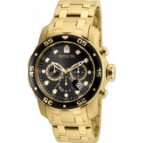 Invicta Pro Diver Scuba Chrono Charcoal Diai Gold Ion-plated Men`s Watch 48mm