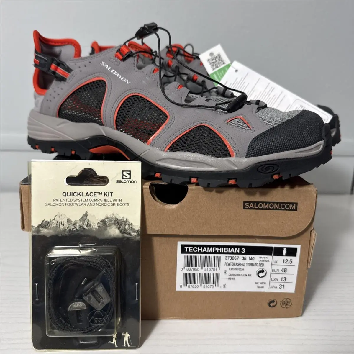 Salomon Techamphibian 3 Mens Sz 13 Grey Water Shoes Trail Hiking Sneakers