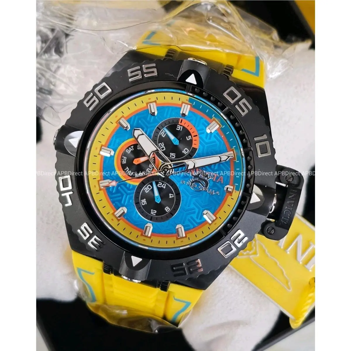 Invicta - Subaqua Noma IV - Multifunction Day Date Black Blue Yellow Mens Watch