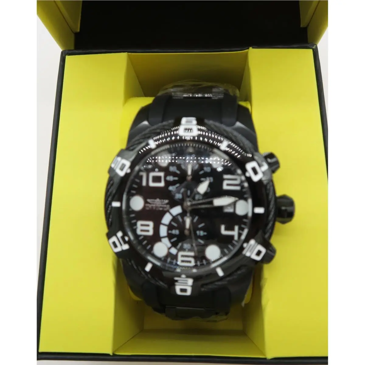Invicta Bolt Tensile Mens Watch 50mm Black Chronograph Silicone Strap 234823