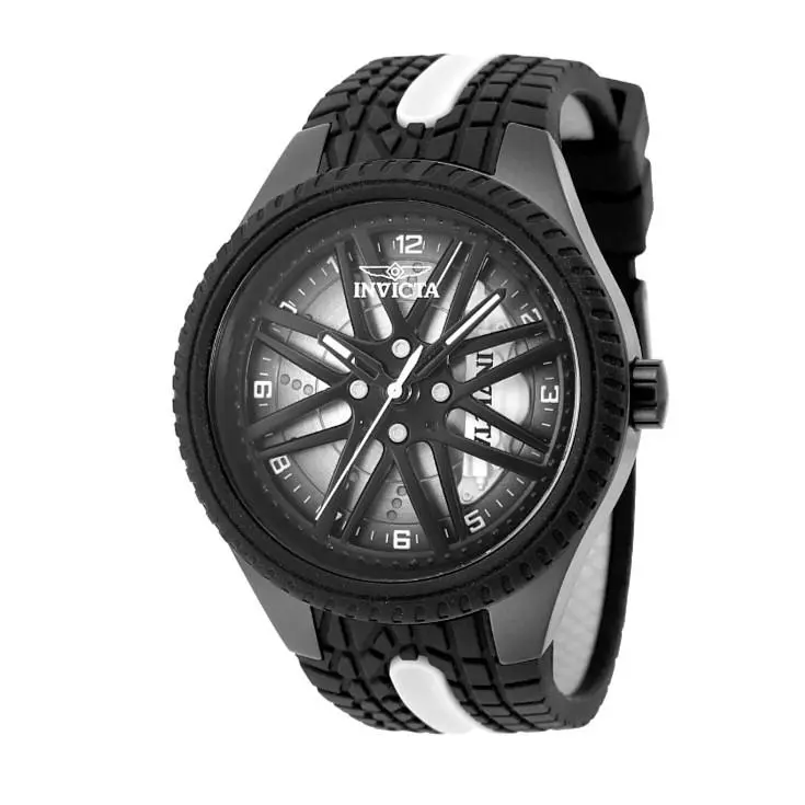 Invicta Racing Driftix 50756 Men`s Black Spinning Rim Silicone 46mm Watch