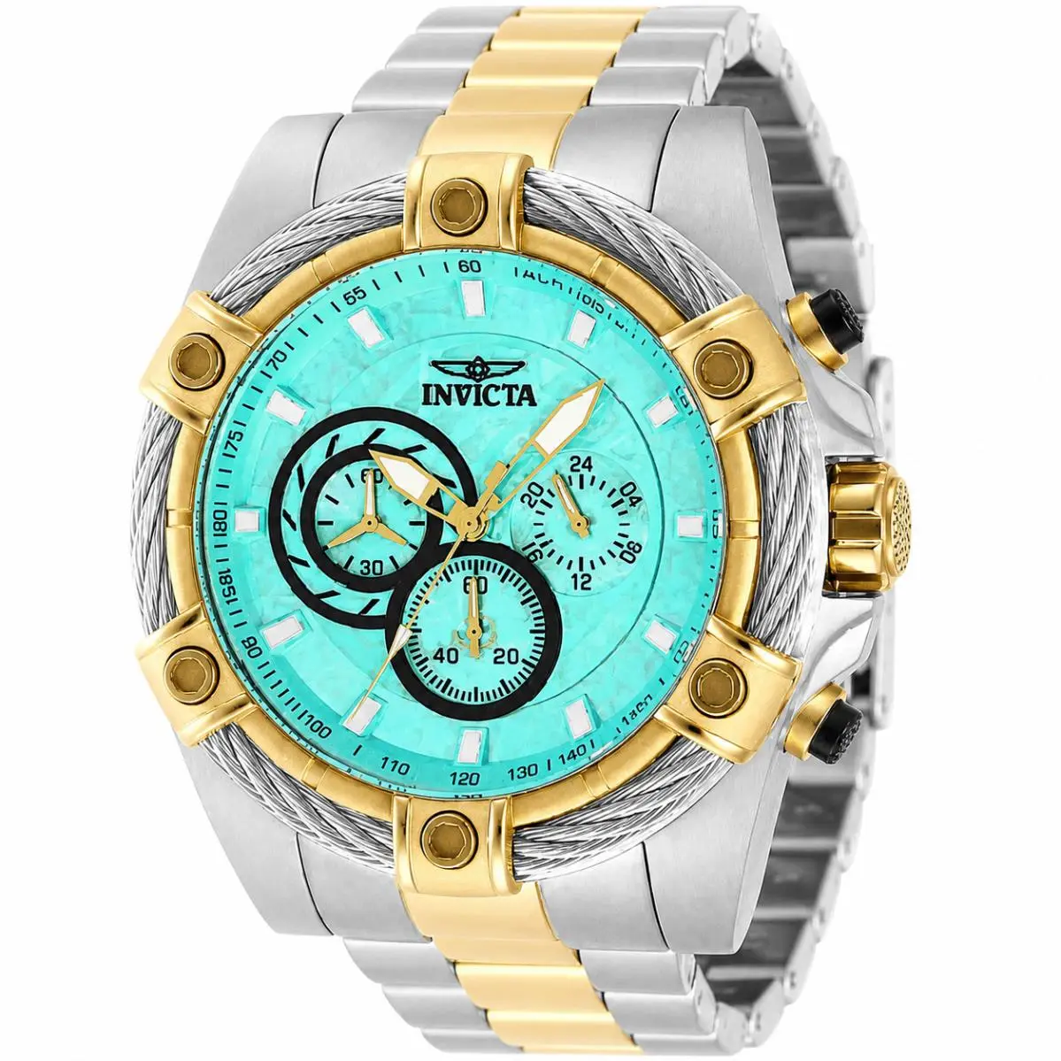 Invicta Bolt Valkir Men`s 52mm Turquoise Dial Two-tone Steel Watch 69802
