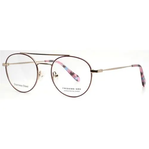Guess Fregossi 686 Burgundy Gold Womens Round Full Rim Eyeglasses 50-20-140 B:43