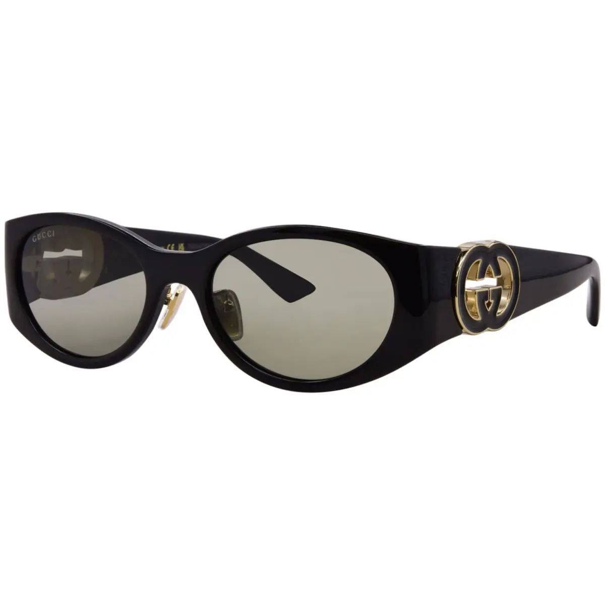 GG2123SA 001 Sunglasses Women`s Black/grey Lenses Round Shape 55mm by Gucci