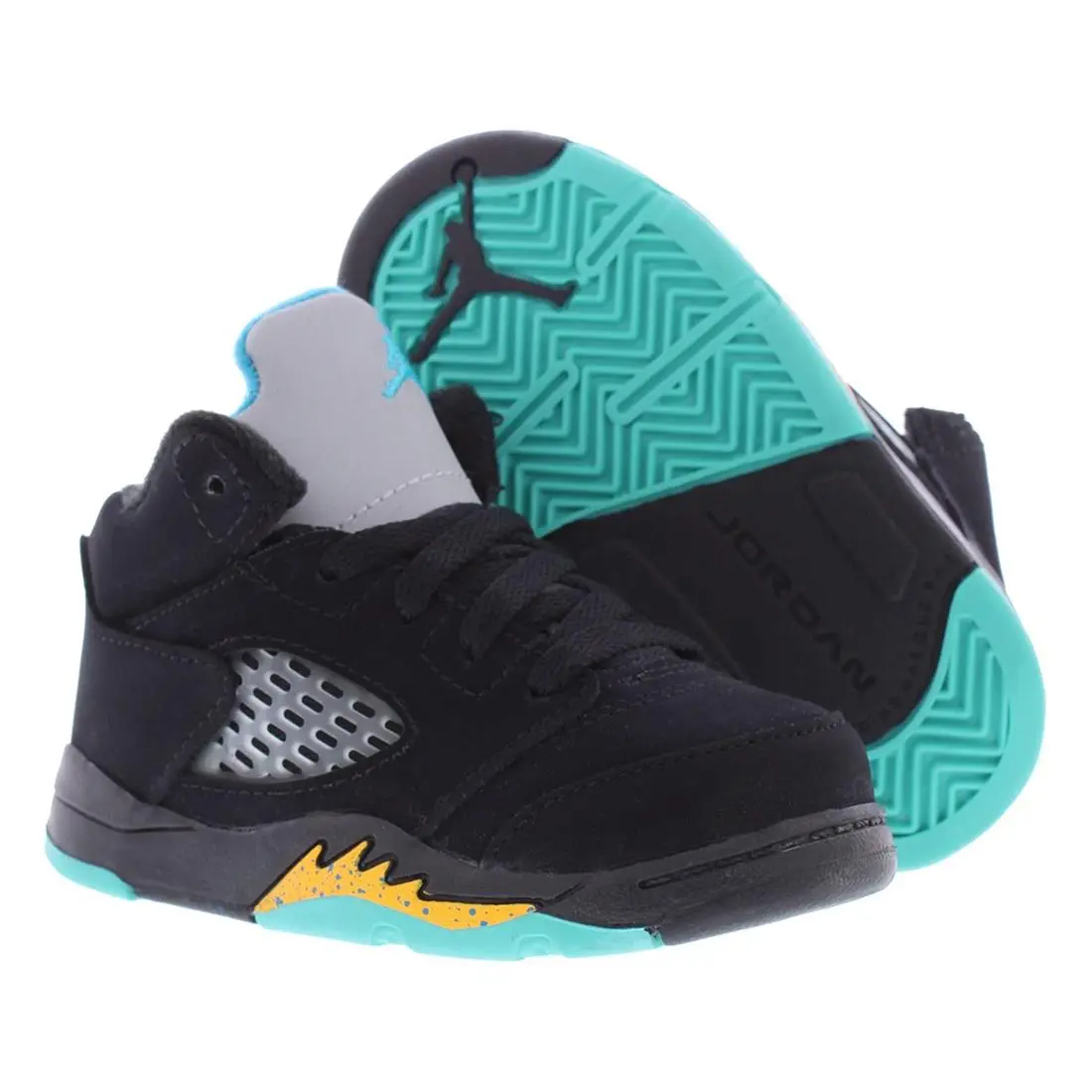 Nike Jordan 5 Retro Infant/toddler Shoes Size 4 Color: Black/aquatone/taxi