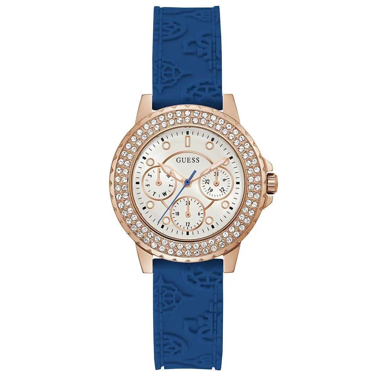 Guess Ladies Sport Crystal Multifunction 36mm Watch – White Dial Rose Gold-tone