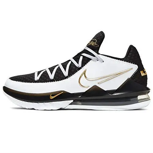 Nike Men`s Lebron Xvii Low Black White Gold CD5007-101 Basketball Shoes