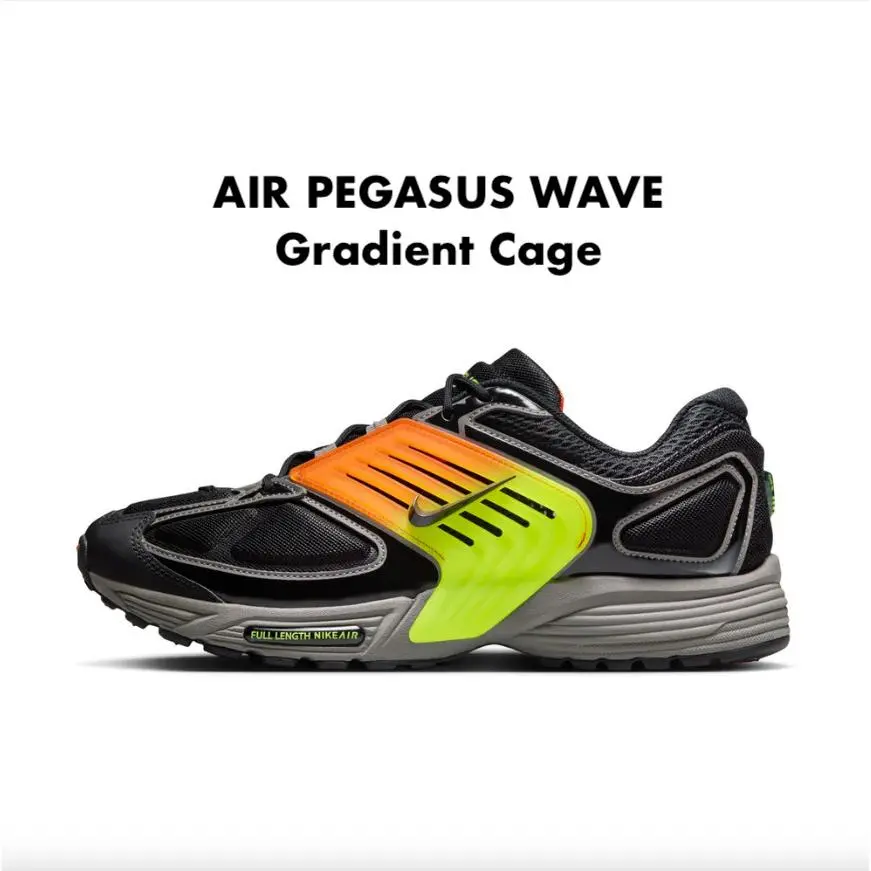 Air Pegasus Wave Nike Road Running Shoe Black Orange Mens 10 11 12 13