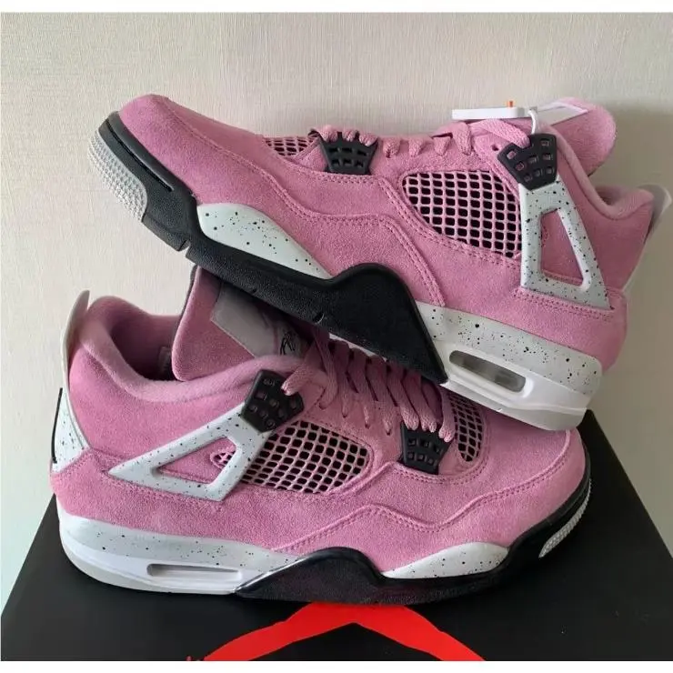 US Nike Air Jordan 4 Orchid Mid-top Retro Basketball Shoes - Unisex - Pink