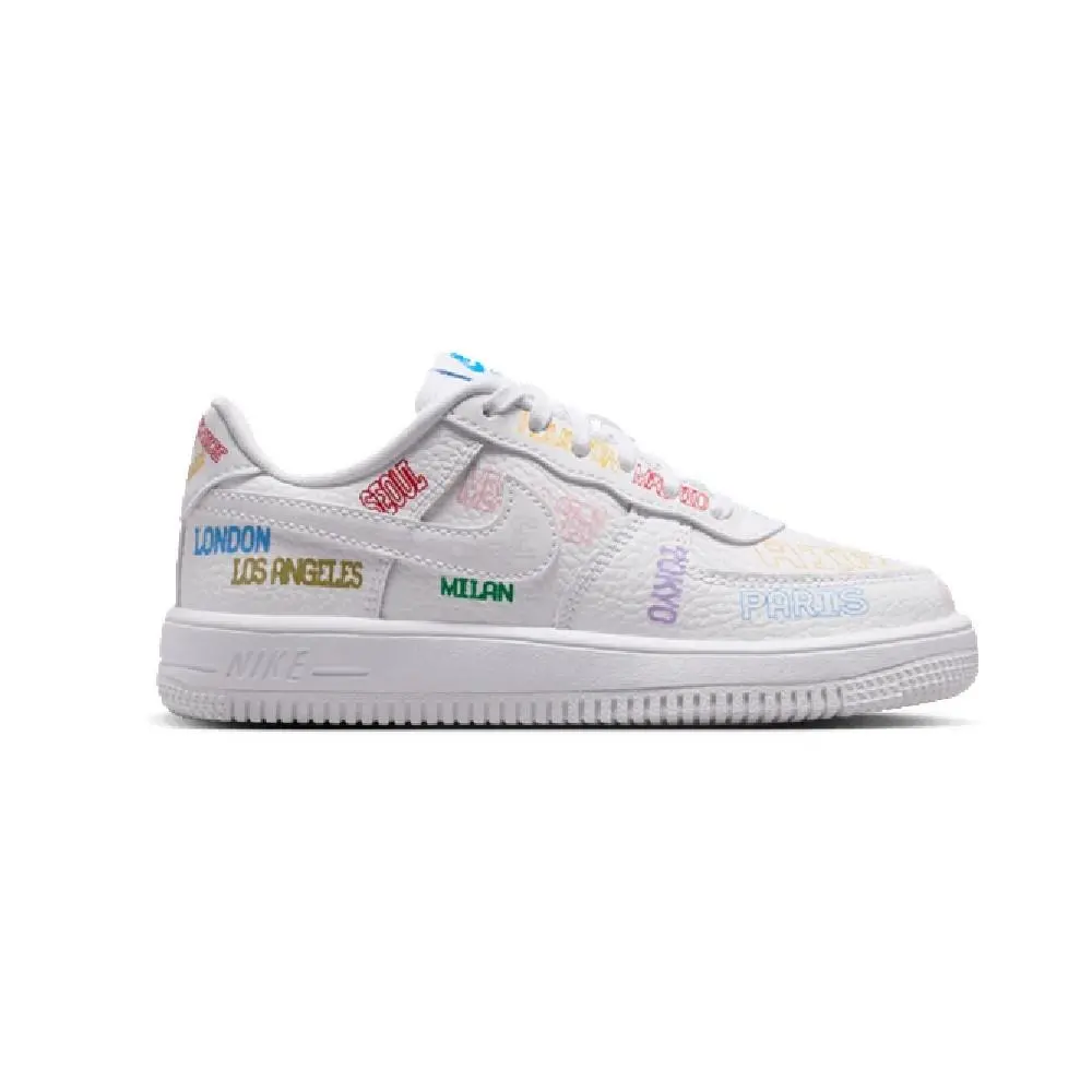 Little Kid`s Nike Force 1 Low LV8 3 World Tour White/white IO9733 100