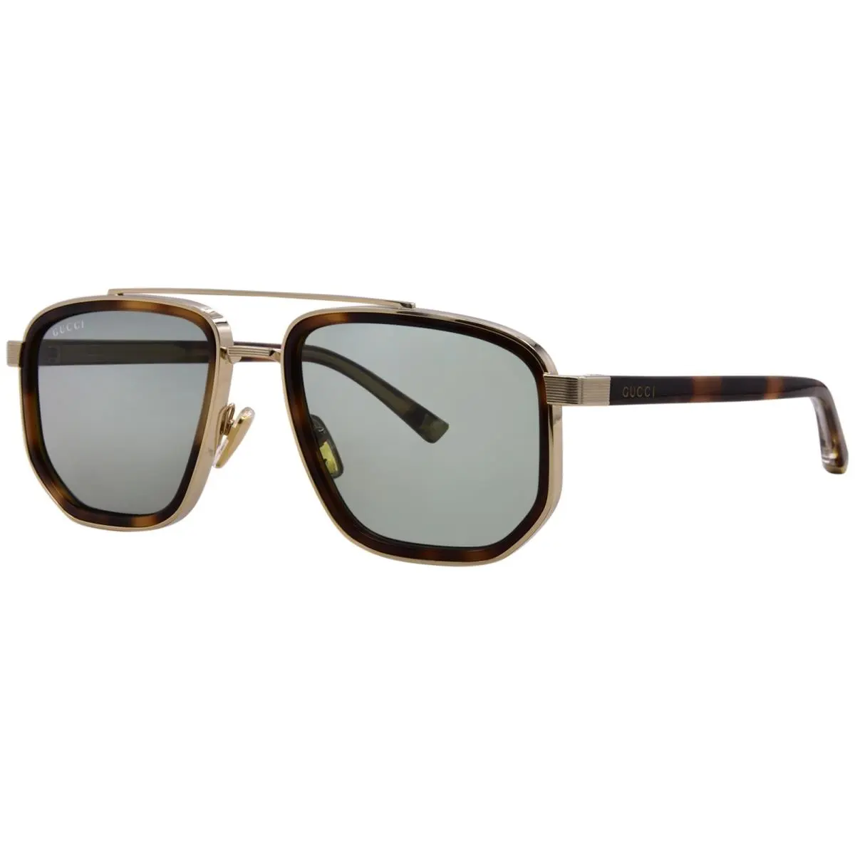 GG2073S 003 Sunglasses Men`s Gold/havana/green Lenses Pilot Style 55mm by Gucci