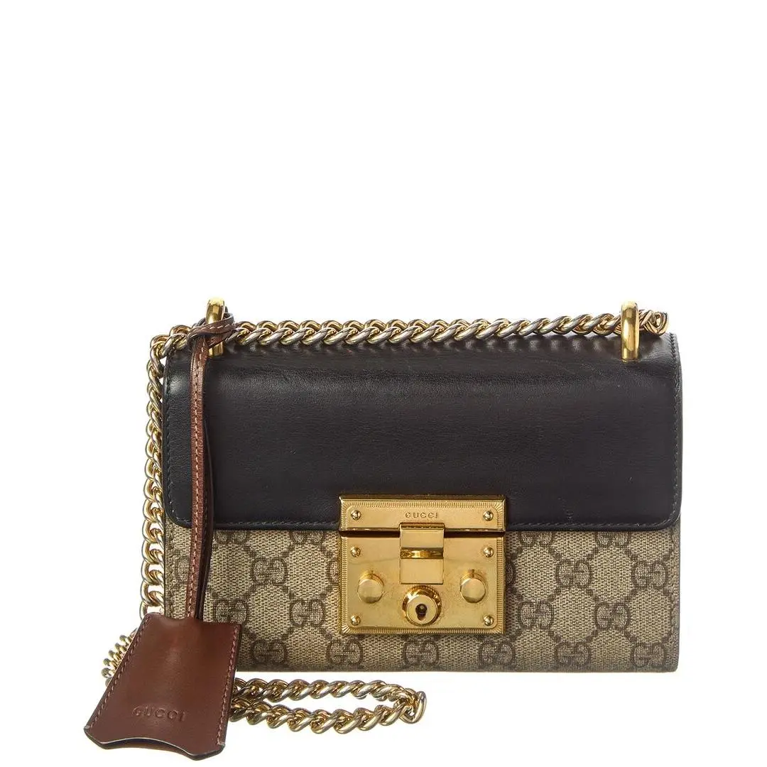 Gucci Beige Black Cuir Gg Supreme Monogram Calfskin Leather Small