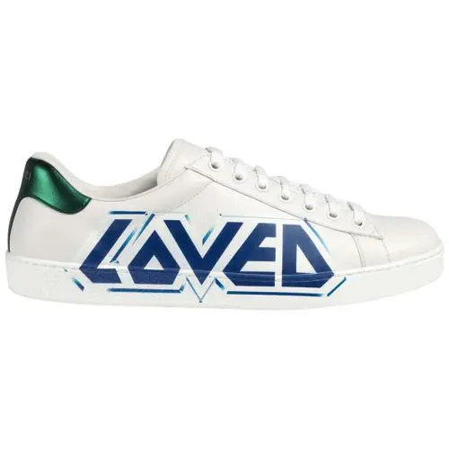 Gucci Ace Loved White Leather Sneakers D3776 Men`s Size 9 G / 9.5 US