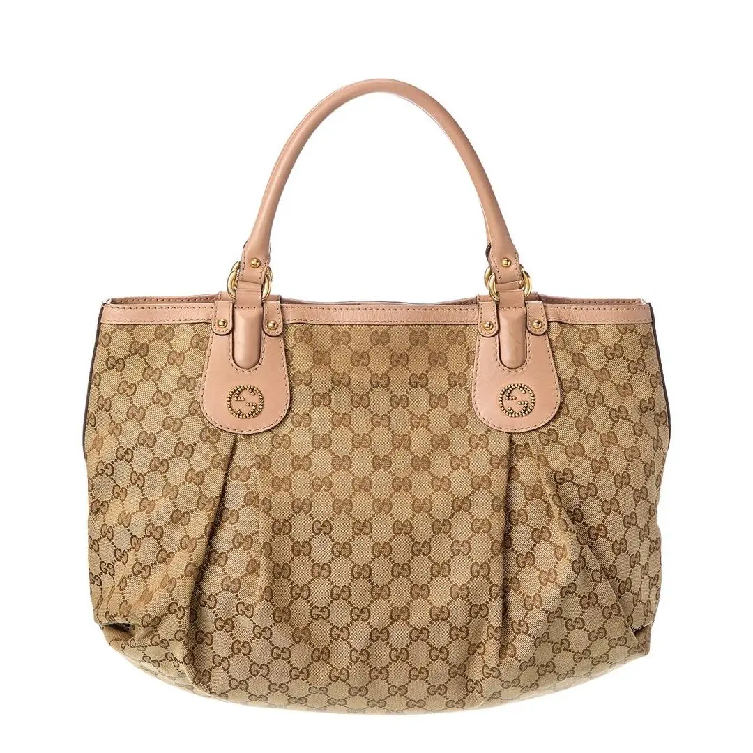 Beige Canvas Scarlett Tote Pre-loved Women`s by Gucci