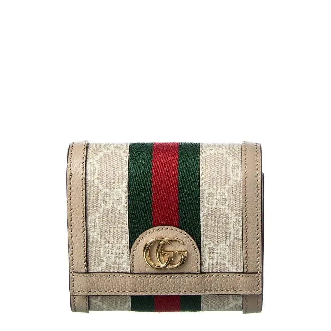 Gucci Ophidia Gg Supreme Canvas Leather Coin Purse Women`s Beige