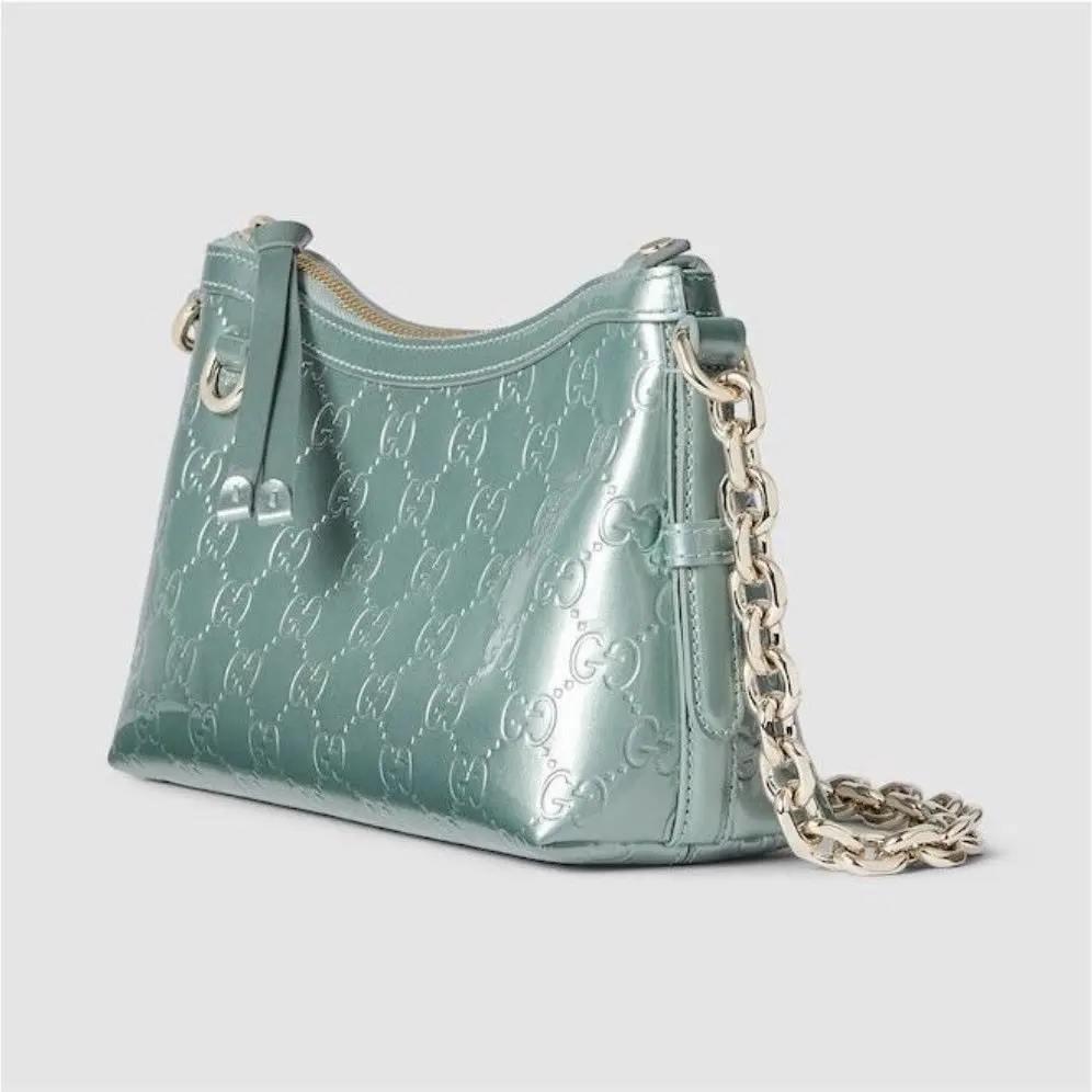 Gucci GG Emblem Small Crossbody Bag Silver Cha