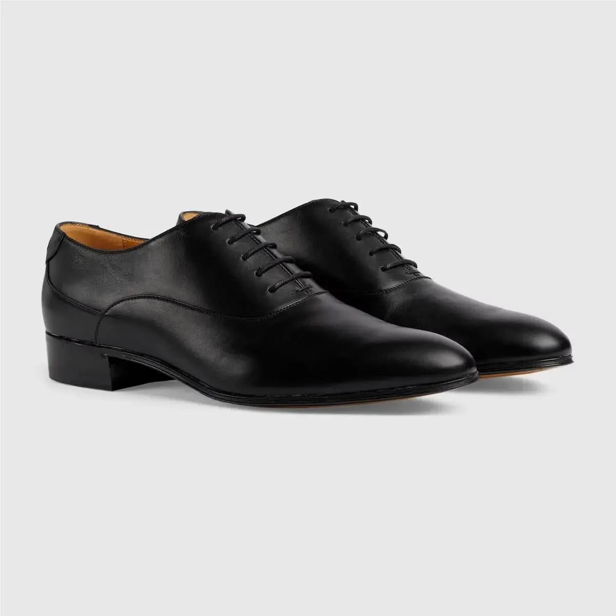 Gucci D4374 Mens Black Leather Monogram GG Logo Derby Shoes Size 9 Gucci