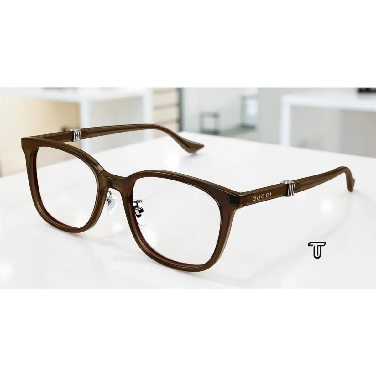 GG1500OK 004 Round Oval Panthos Brown Demo Lens 53 mm Men`s Eyeglasses by Gucci