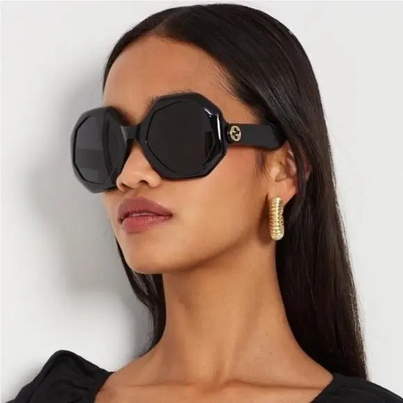 GG1242S 001 Oversized Round Women’s Sunglasses  GG1242S Black by Gucci