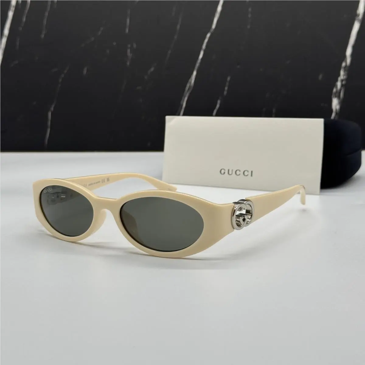 Ivory Gray Women Oval Sunglasses GG1662SA 004 by Gucci