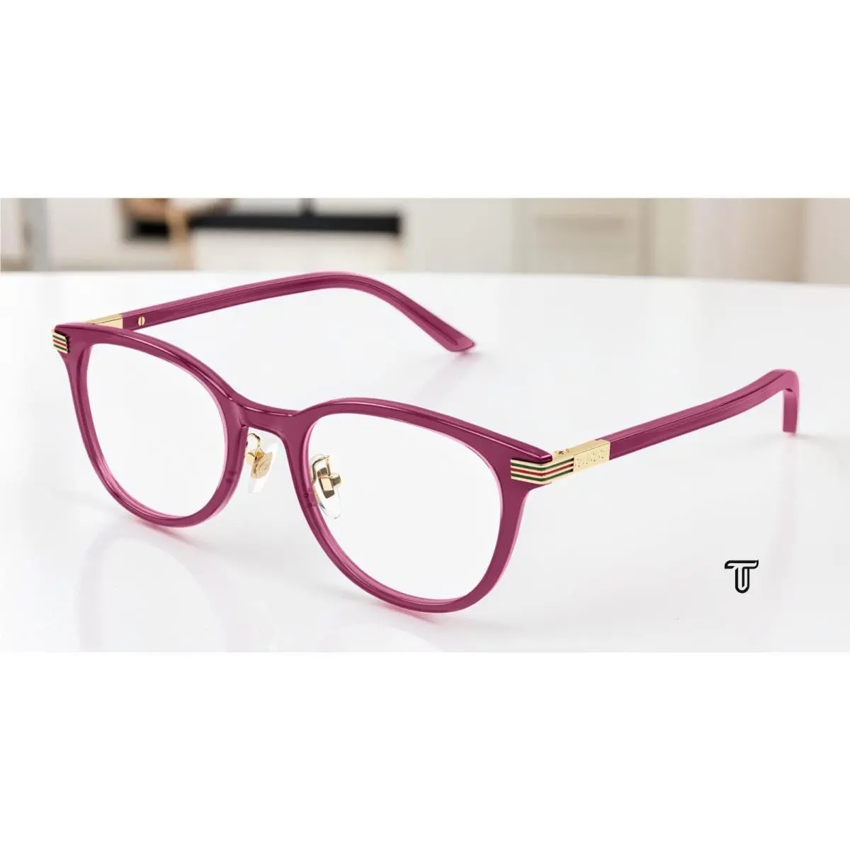 GG1905OJ 003 Round Oval Panthos Burgundy Demo Lens 49 mm Unisex Eyeglasses by Gucci