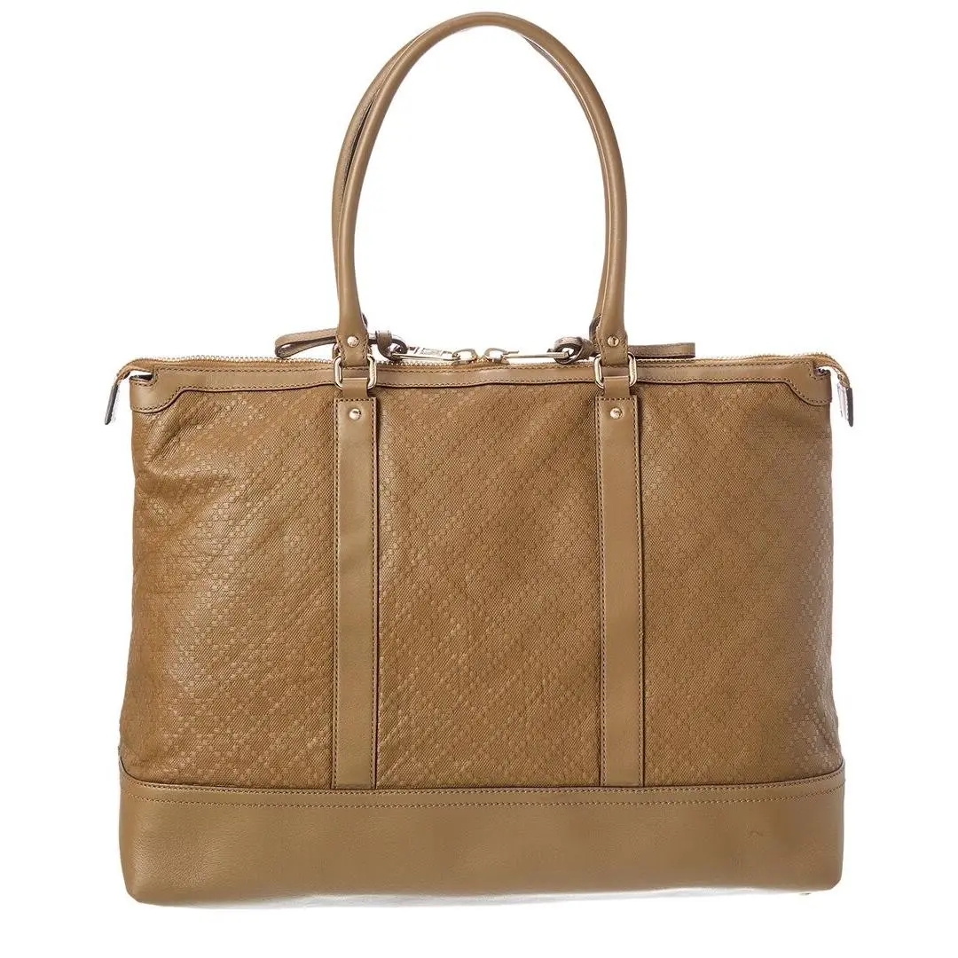 Brown Leather Gg Crystal Tote Pre-loved Women`s by Gucci