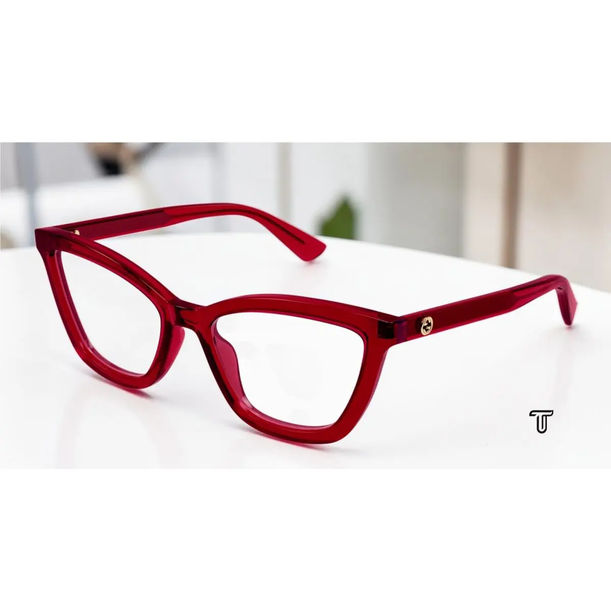 GG1686O 009 Round Oval Panthos Red Demo Lens 54 mm Women`s Eyeglasses by Gucci