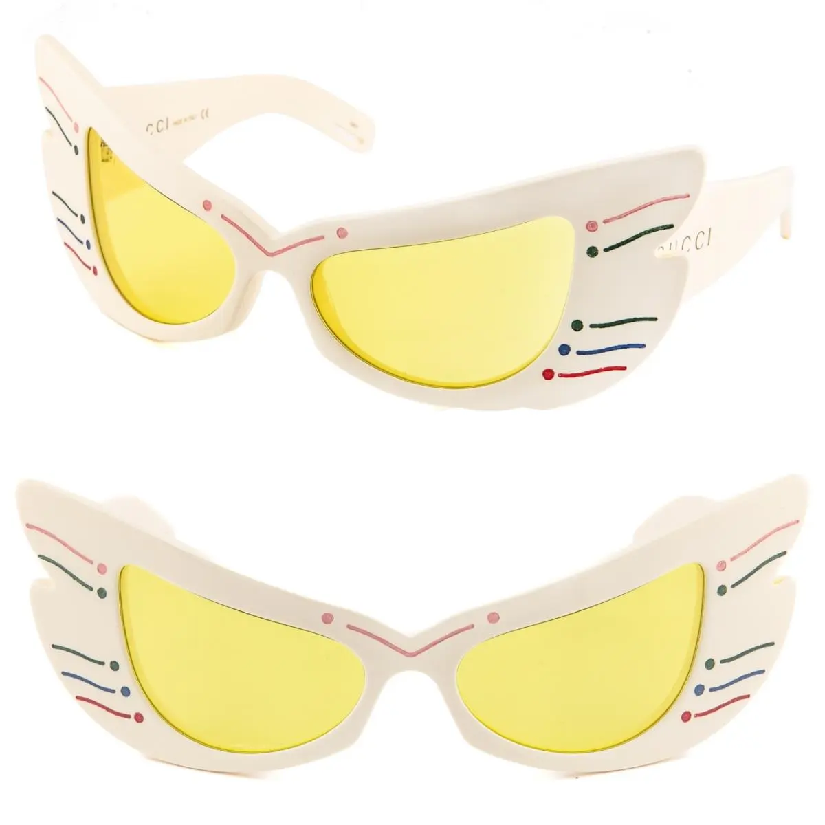 GG0710S Hollywood Forever 0710 Ivory Yellow Wing Mask Runway Sunglass 003 by Gucci