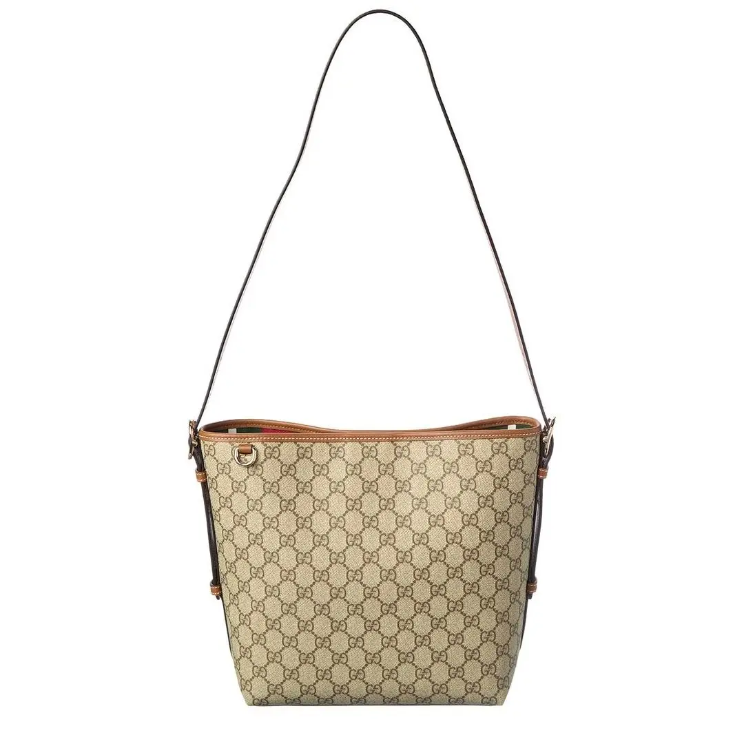 Gucci Gs Small Supreme Canvas Leather Tote Women`s Brown