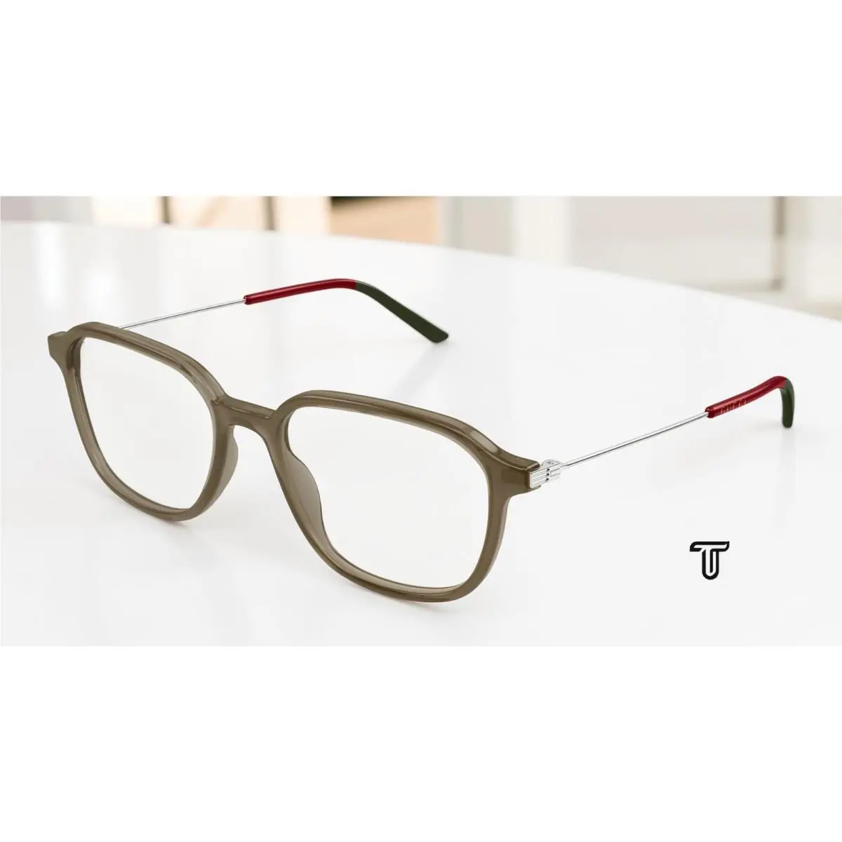 GG1576O 004 Rectangular Green Silver Demo Lens 52 mm Men`s Eyeglasses by Gucci
