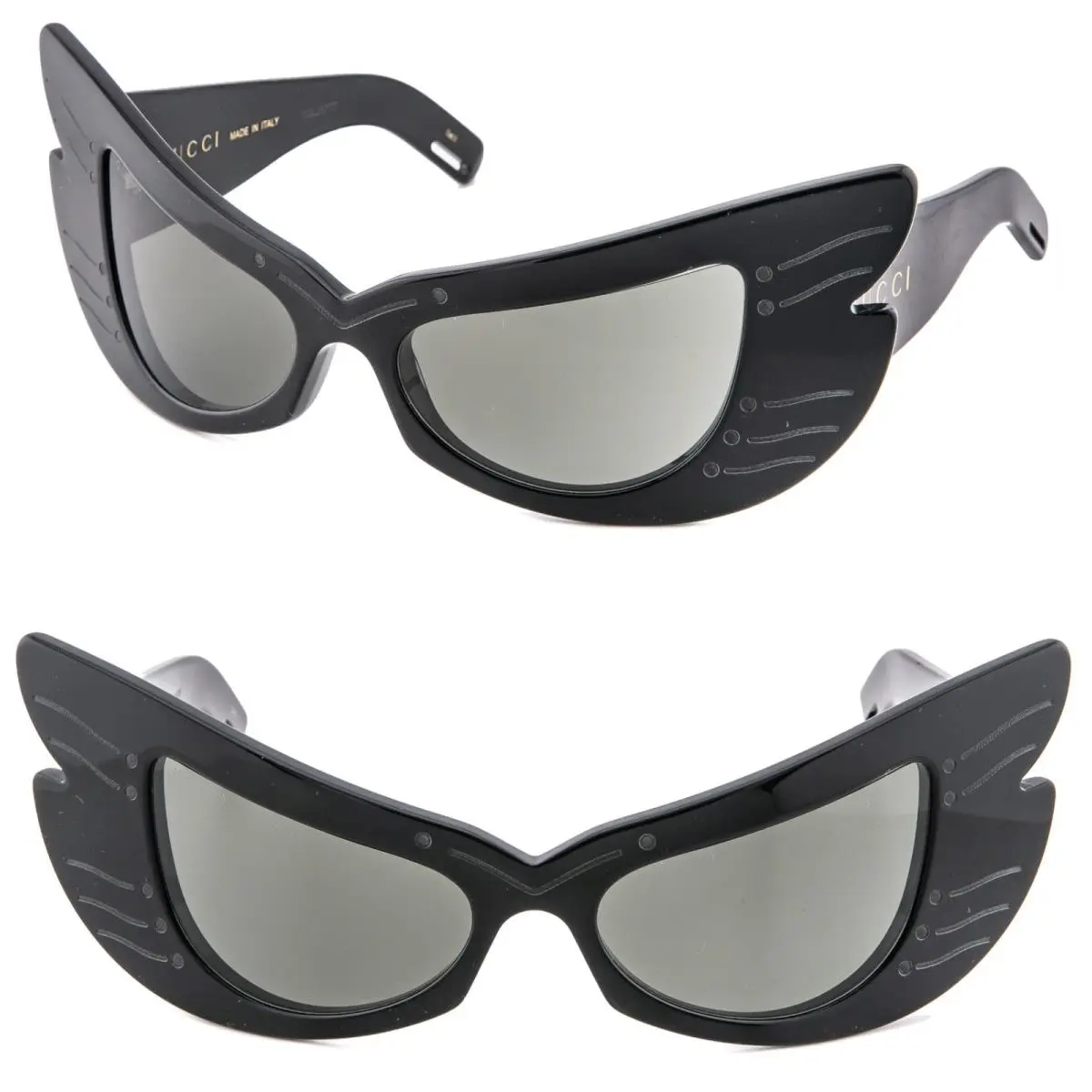 GG0710S Hollywood Forever 0710 Black Butterfly Wing Mask Sunglasses 001 by Gucci